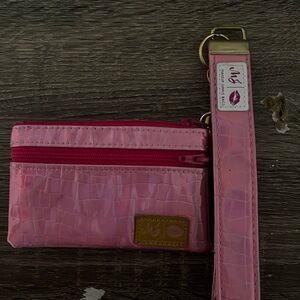 MJ Pink Holographic Zippy with Wristlet strap